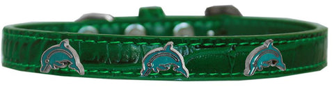 Dolphin Widget Croc Dog Collar Emerald Green Size 10