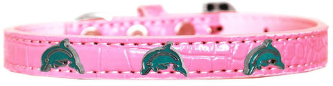 Dolphin Widget Croc Dog Collar Light Pink Size 10