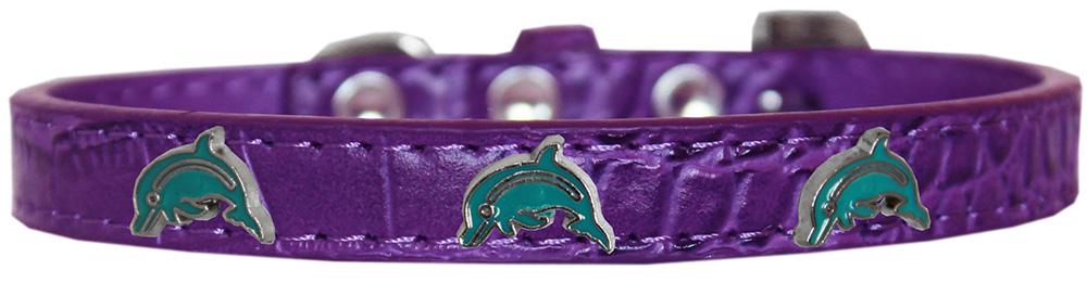 Dolphin Widget Croc Dog Collar Purple Size 10