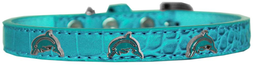 Dolphin Widget Croc Dog Collar Turquoise Size 14