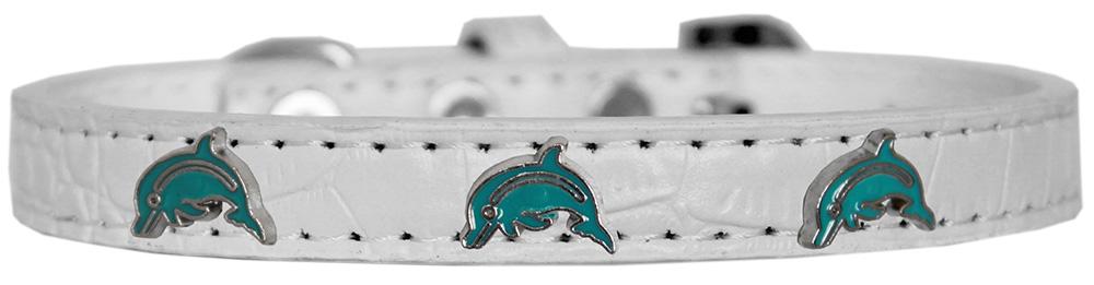 Dolphin Widget Croc Dog Collar White Size 12