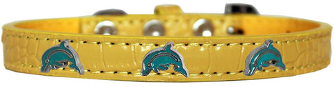 Dolphin Widget Croc Dog Collar Yellow Size 14