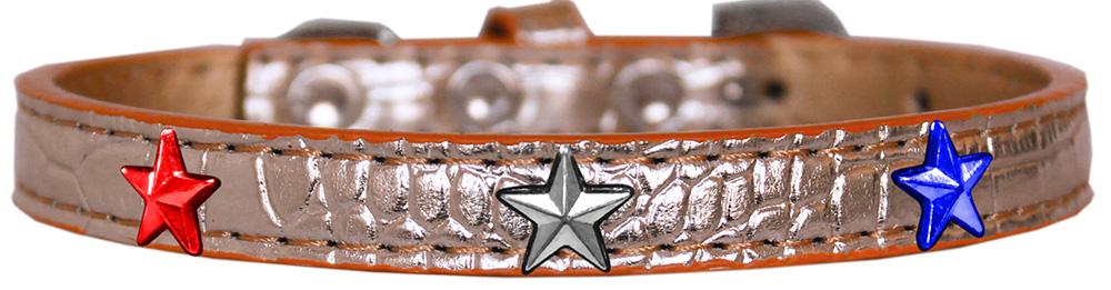 Red, White And Blue Star Widget Croc Dog Collar Copper Size 10