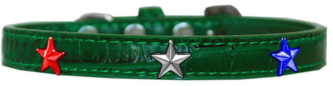 Red, White And Blue Star Widget Croc Dog Collar Emerald Green Size 10