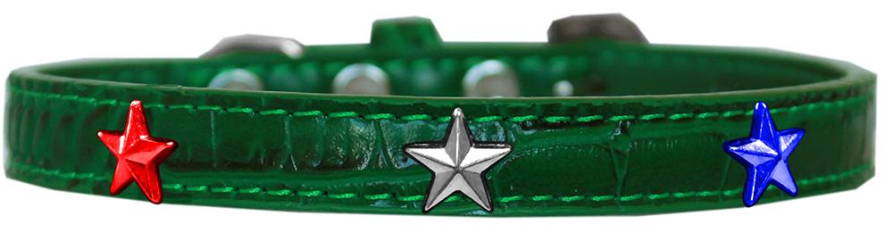 Red, White And Blue Star Widget Croc Dog Collar Emerald Green Size 14