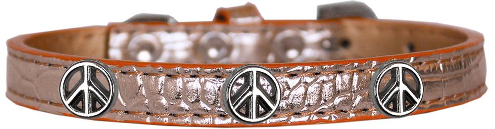 Peace Sign Widget Croc Dog Collar Copper Size 12