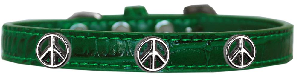 Peace Sign Widget Croc Dog Collar Emerald Green Size 10