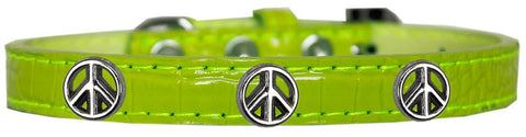 Peace Sign Widget Croc Dog Collar Lime Green Size 14