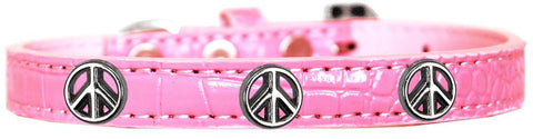 Peace Sign Widget Croc Dog Collar Light Pink Size 18