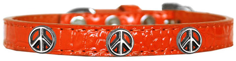 Peace Sign Widget Croc Dog Collar Orange Size 10