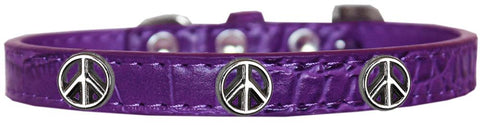 Peace Sign Widget Croc Dog Collar Purple Size 10