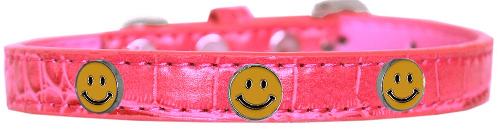 Happy Face Widget Croc Dog Collar Bright Pink Size 14