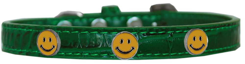 Happy Face Widget Croc Dog Collar Emerald Green Size 10