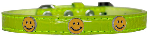 Happy Face Widget Croc Dog Collar Lime Green Size 12