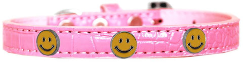 Happy Face Widget Croc Dog Collar Light Pink Size 10