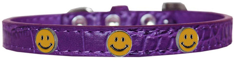 Happy Face Widget Croc Dog Collar Purple Size 10