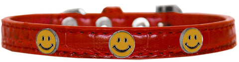 Happy Face Widget Croc Dog Collar Red Size 10