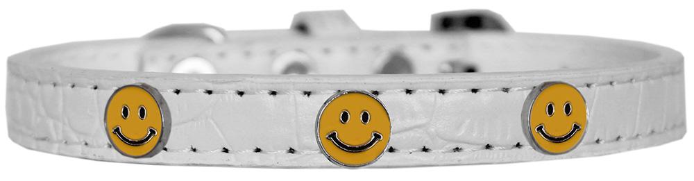 Happy Face Widget Croc Dog Collar White Size 10