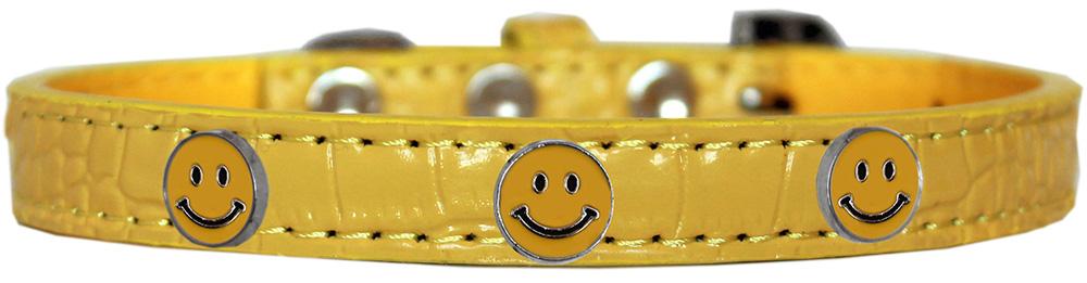 Happy Face Widget Croc Dog Collar Yellow Size 10