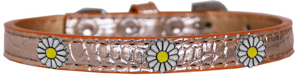 White Daisy Widget Croc Dog Collar Copper Size 10