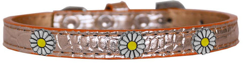 White Daisy Widget Croc Dog Collar Copper Size 16