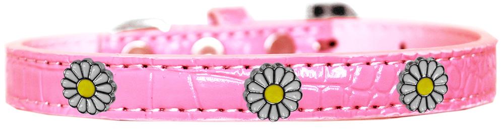 White Daisy Widget Croc Dog Collar Light Pink Size 10