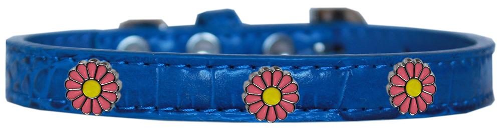 Pink Daisy Widget Croc Dog Collar Blue Size 14