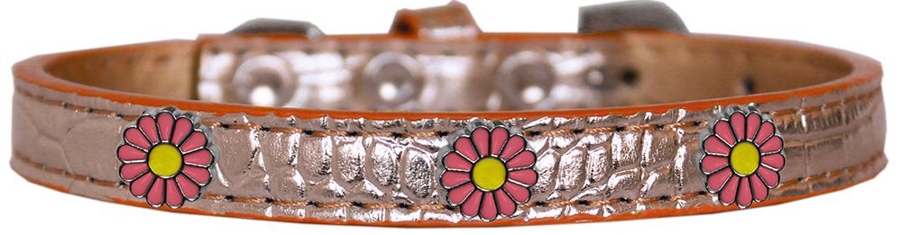 Pink Daisy Widget Croc Dog Collar Copper Size 10