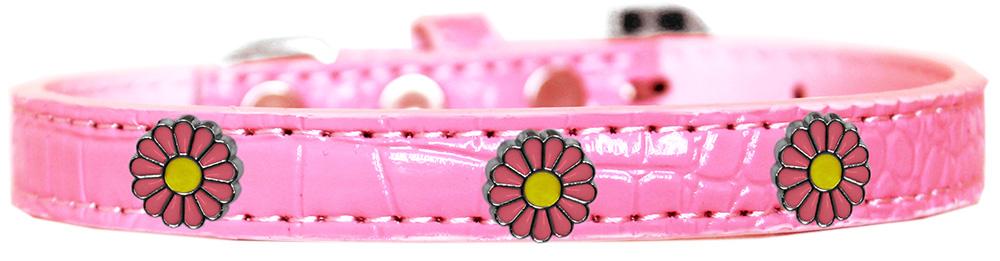 Pink Daisy Widget Croc Dog Collar Light Pink Size 12