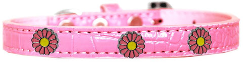 Pink Daisy Widget Croc Dog Collar Light Pink Size 14