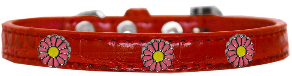 Pink Daisy Widget Croc Dog Collar Red Size 12