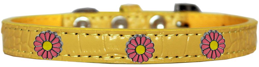 Pink Daisy Widget Croc Dog Collar Yellow Size 10