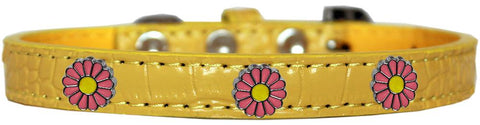 Pink Daisy Widget Croc Dog Collar Yellow Size 10