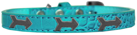 Arrows Widget Croc Dog Collar Turquoise Size 18