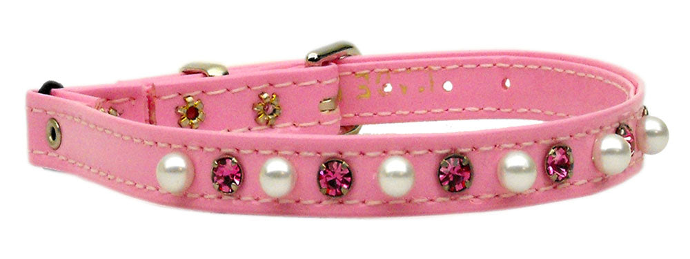 Cat Safety W- Band Patent Pearl And Crystals Pink 10