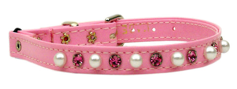 Cat Safety W- Band Patent Pearl And Crystals Pink 12