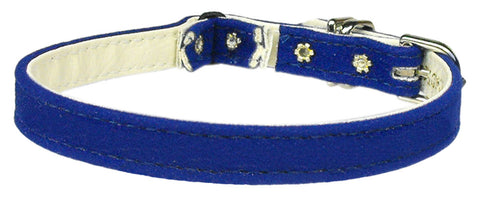 Velvet 3-8" Plain Cat Collar W- Band Blue 10