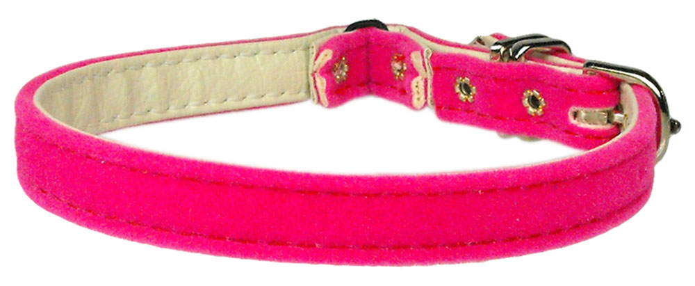 Velvet 3-8" Plain Cat Collar W- Band Pink 10