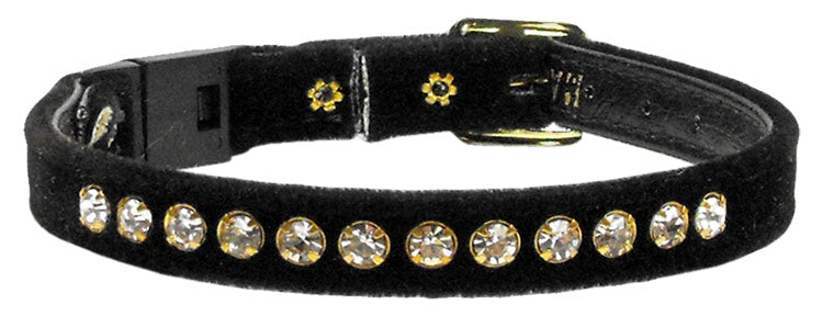 Velvet Breakaway Cat Collar Black 12