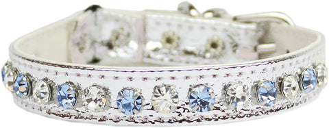 Deluxe Cat Collar Silver With Blue Size 10