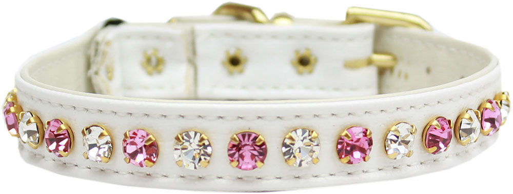 Deluxe Cat Collar White With Pink Size 10