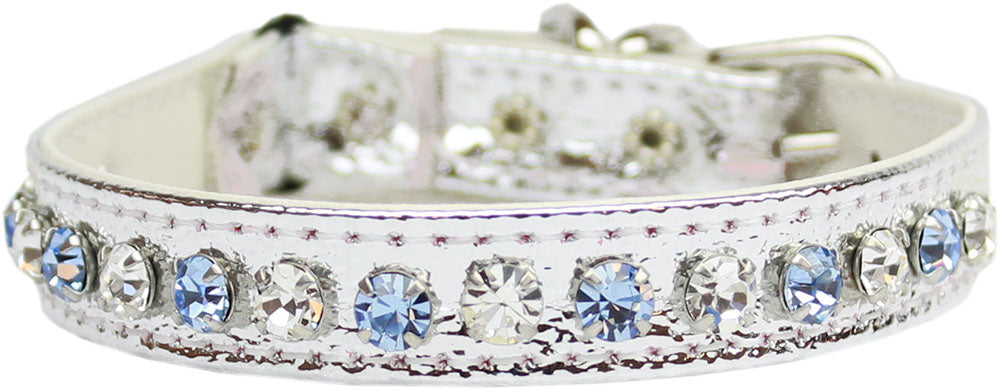 Deluxe Cat Collar Silver With Blue Size 12