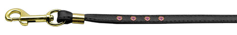 Color Crystal Leash Black W- Pink Stones Gold Hardware