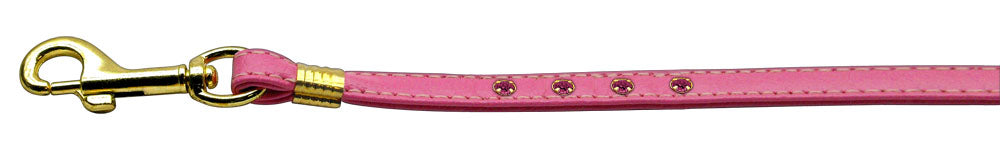 Color Crystal Leash Pink W- Pink Stones Gold Hardware