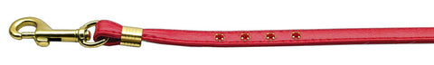 Color Crystal Leash Red W- Red Stones Gold Hardware