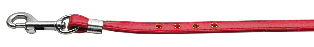 Color Crystal Leash Red W- Red Stones Silver Hardware