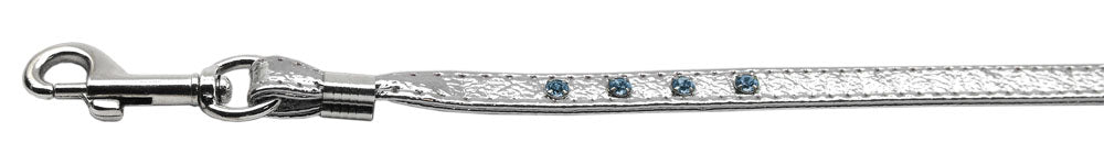 Color Crystal Leash Silver W- Lt Blue Stones Silver Hardware