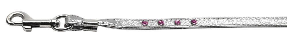 Color Crystal Leash Silver W- Pink Stones Silver Hardware