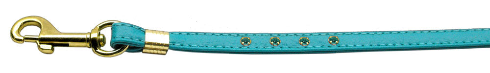 Color Crystal Leash Turquoise W- Turq Stones Gold Hardware