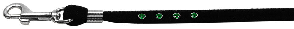 Black Velvet Leash Silver Hardware Emerald Stones